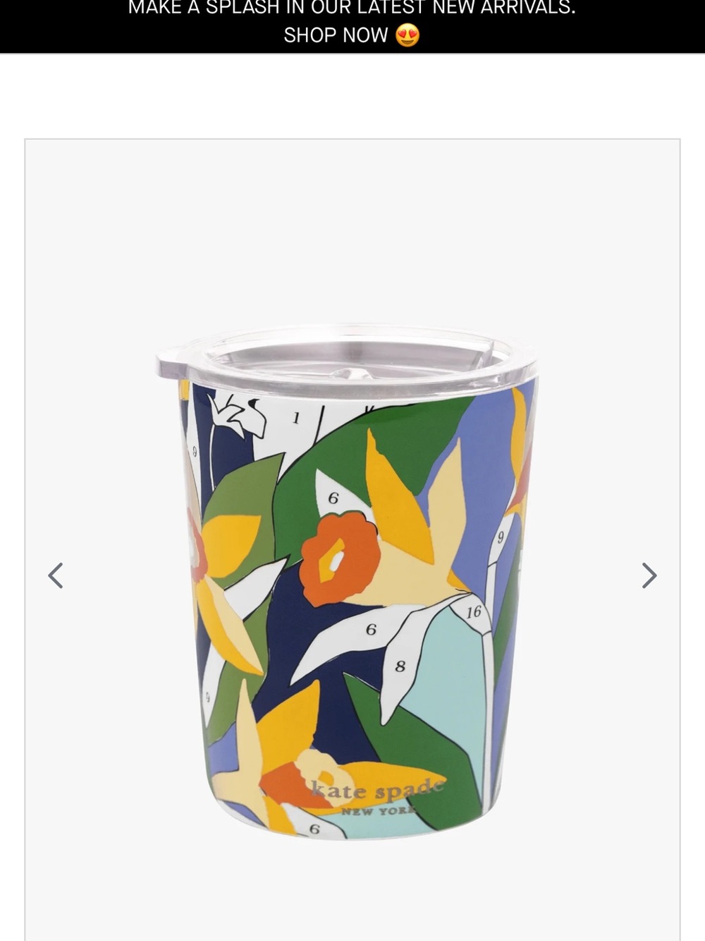 Kate spade paint by number Floral Insulated Tumbler with Lid - NWT - Picture 2 of 5